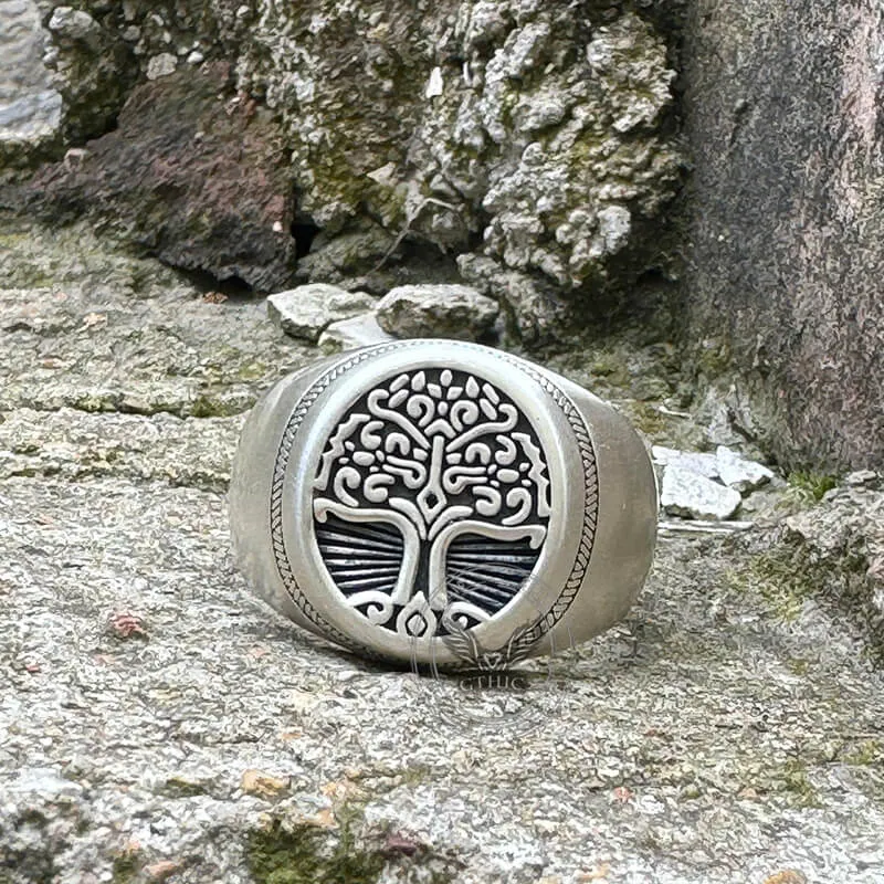 Tree of Life Signet Sterling Silver Viking Ring sold by GTHIC product image thumbnail 5