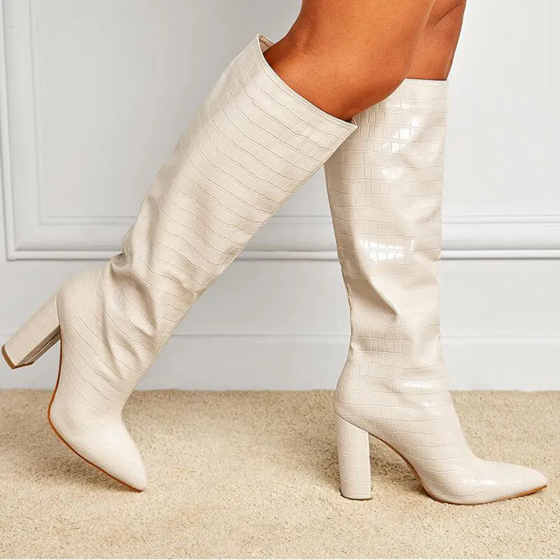 Fashion Chunky High Heel Pointed Toe Slip-on High Boots sold by GTHIC product image thumbnail 2