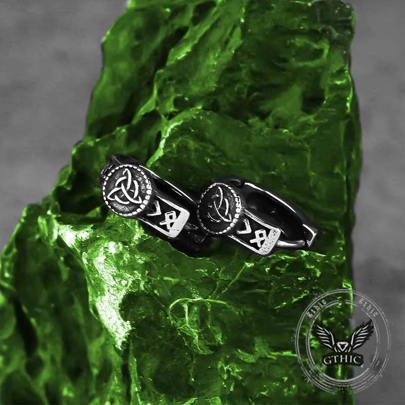 Viking Rune Celtic Knot Stainless Steel Hoop Earrings sold by GTHIC