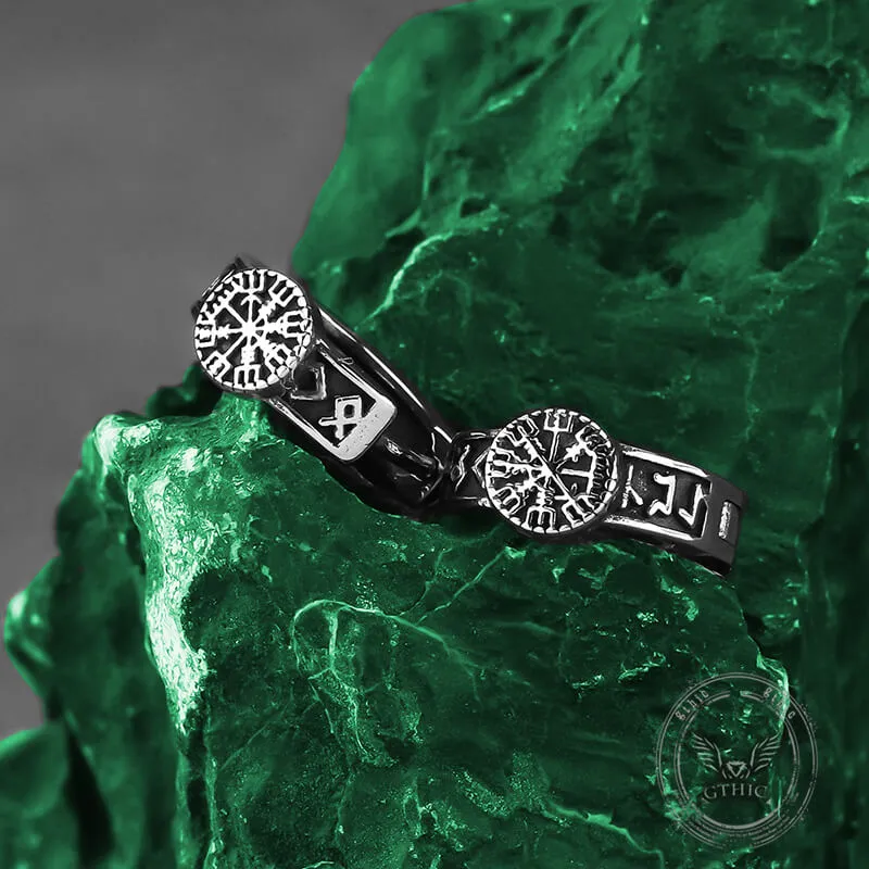 Vintage Compass Rune Stainless Steel Hoop Earrings sold by GTHIC