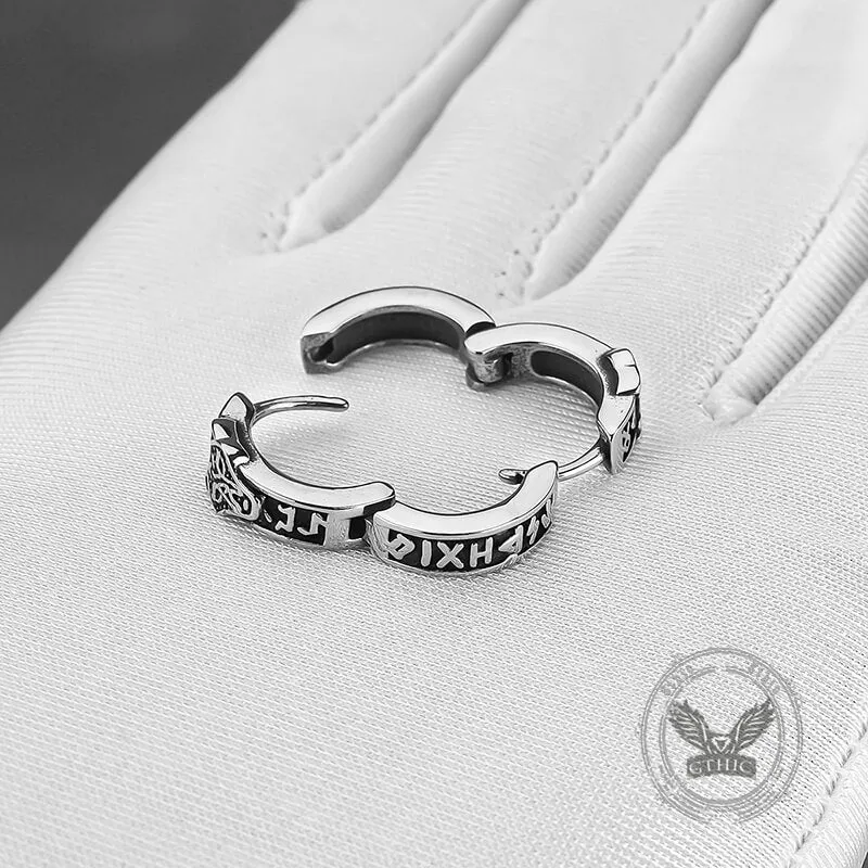 Nordic Wolf Head Stainless Steel Viking Hoop Earrings sold by GTHIC product image thumbnail 5