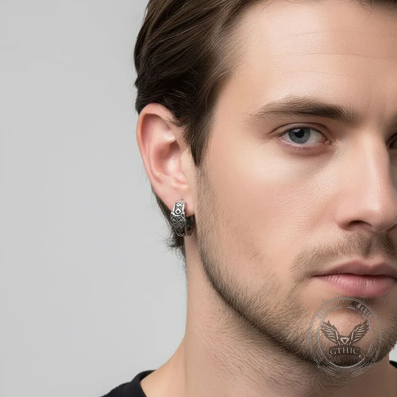 Nordic Wolf Head Stainless Steel Viking Hoop Earrings sold by GTHIC product image thumbnail 2