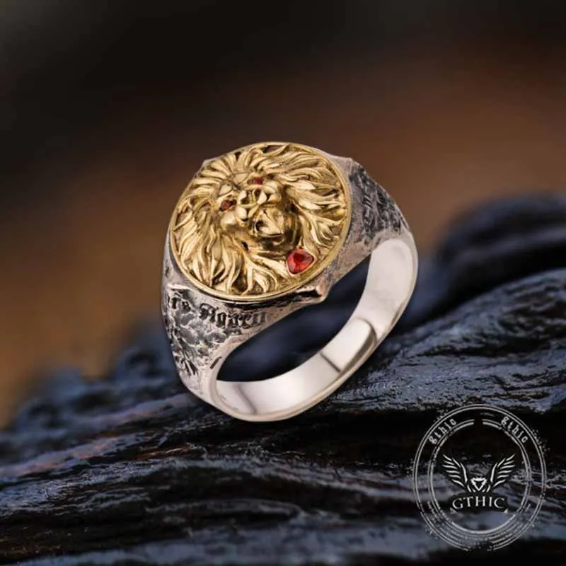 Retro Roaring Lion's Fury Gem Sterling Silver Ring sold by GTHIC product image thumbnail 4