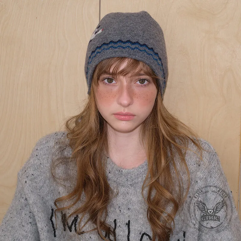 Soft Kitten Jacquard Pure Wool Knitted Beanie Hat sold by GTHIC product image thumbnail 3