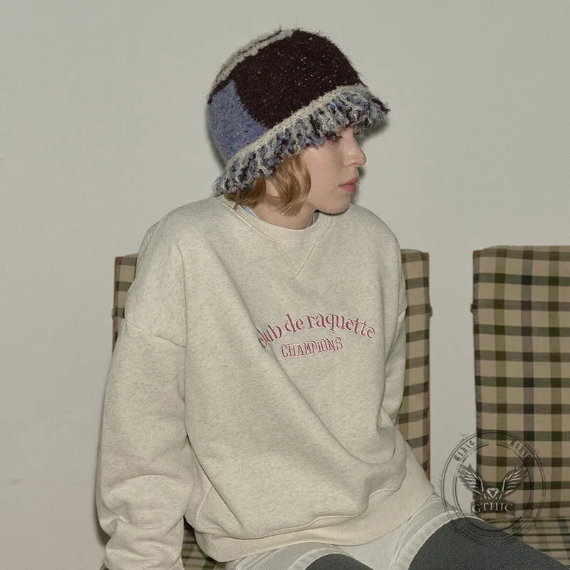 Retro Fringed Edge Patchwork Knitted Bucket Hat sold by GTHIC product image thumbnail 2