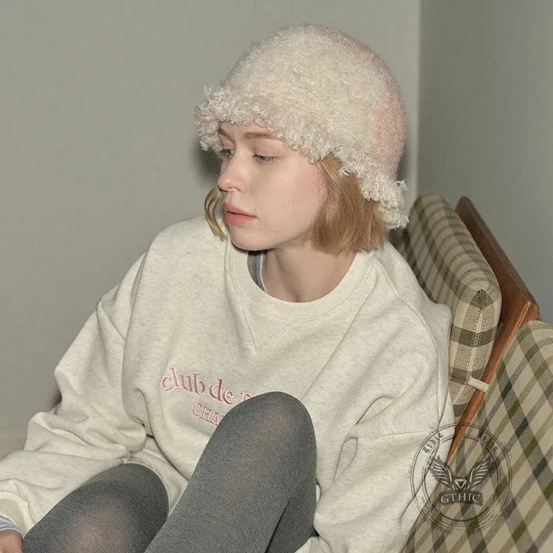 Retro Fringed Edge Patchwork Knitted Bucket Hat sold by GTHIC