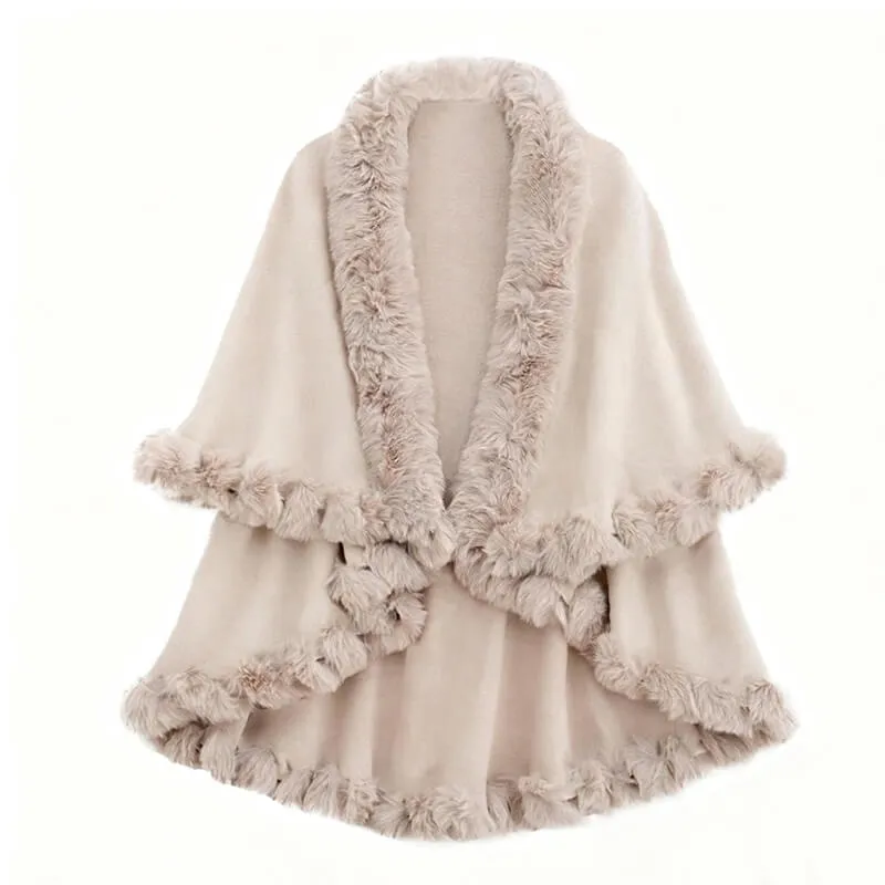 Double-Layered Faux Cashmere Cape Shawl sold by GTHIC