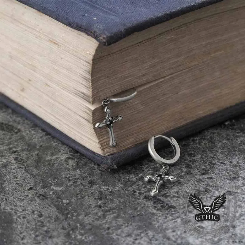 Vintage Claw-Set Gemstone Cross Sterling Silver Earrings sold by GTHIC product image thumbnail 2