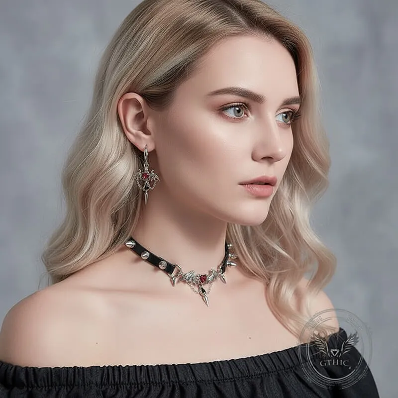 Gothic Gem Heart Bat Zinc Alloy Drop Earrings sold by GTHIC product image thumbnail 2