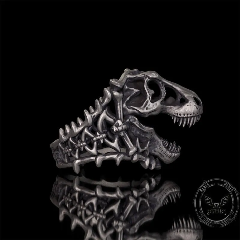 Roaring Tyrannosaurus Rex Skull Sterling Silver Ring sold by GTHIC product image thumbnail 3
