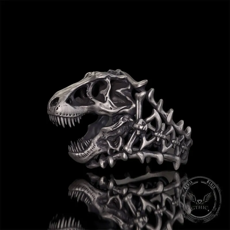 Roaring Tyrannosaurus Rex Skull Sterling Silver Ring sold by GTHIC product image thumbnail 5