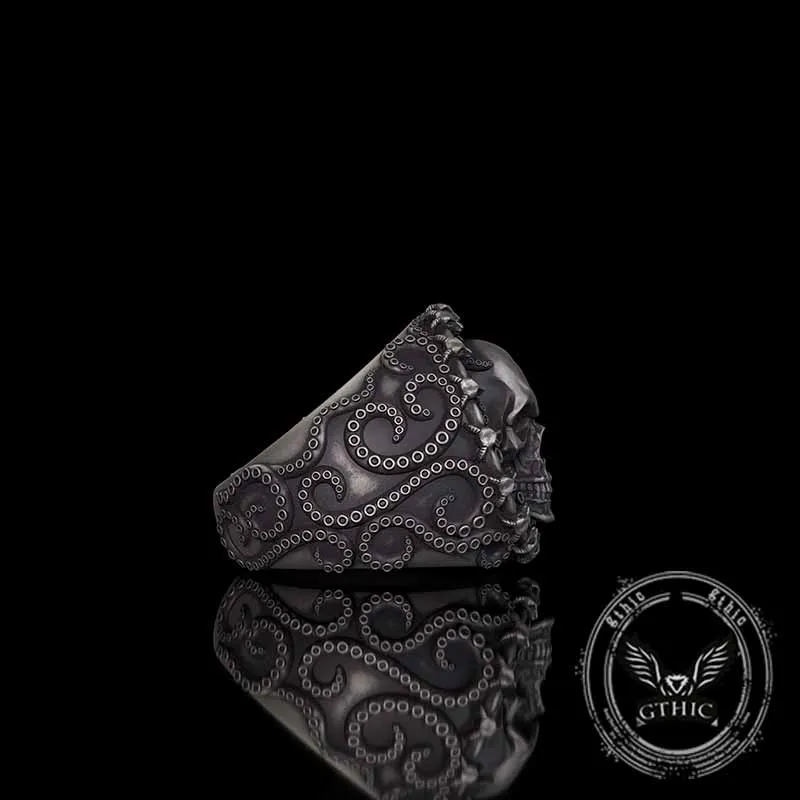 Gothic Tentacle Skull Head Sterling Silver Ring sold by GTHIC product image thumbnail 4