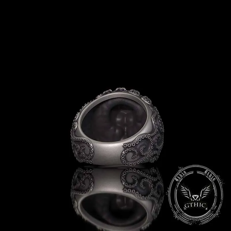 Gothic Tentacle Skull Head Sterling Silver Ring sold by GTHIC product image thumbnail 5