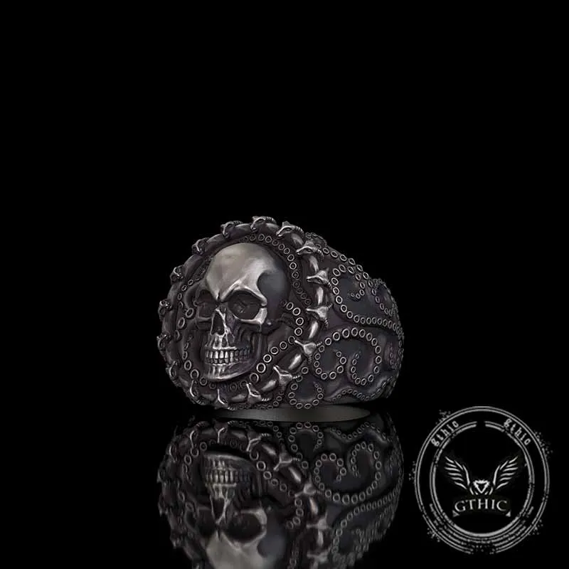 Gothic Tentacle Skull Head Sterling Silver Ring sold by GTHIC product image thumbnail 2
