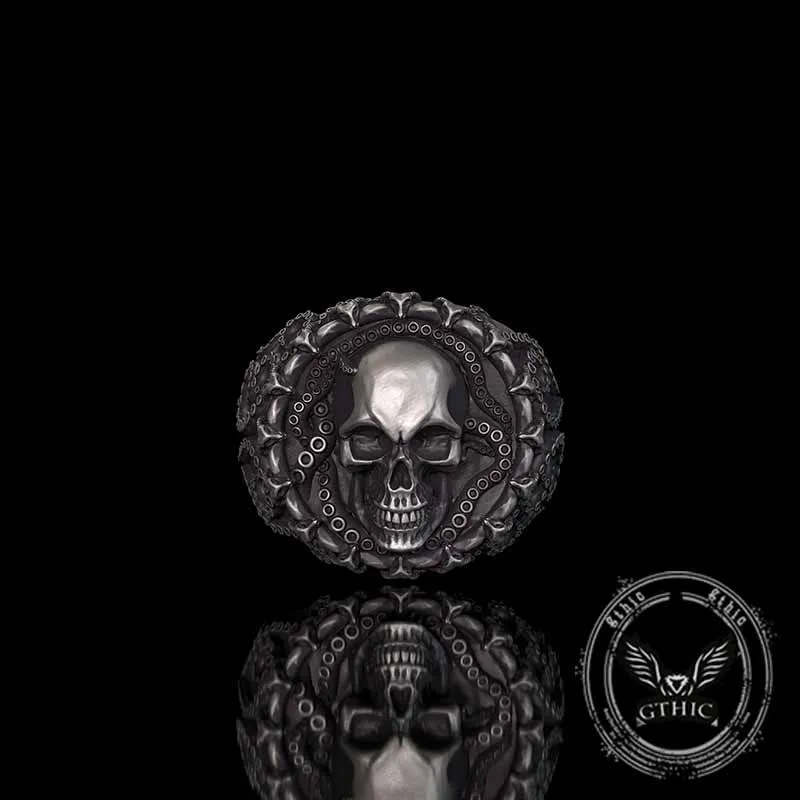 Gothic Tentacle Skull Head Sterling Silver Ring sold by GTHIC product image thumbnail 3
