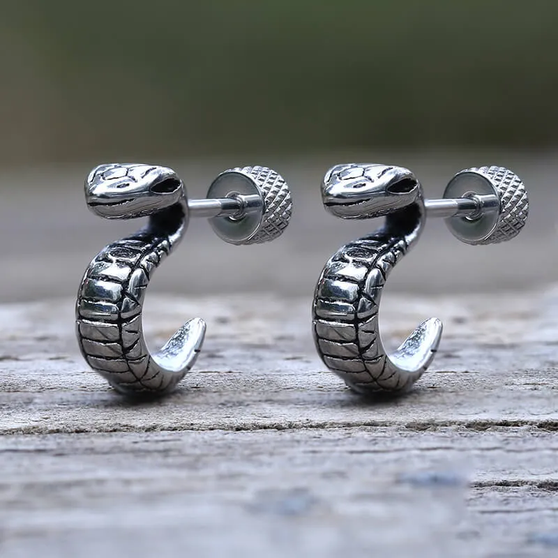 Gothic Cobra Snake Stainless Steel Stud Earrings sold by GTHIC