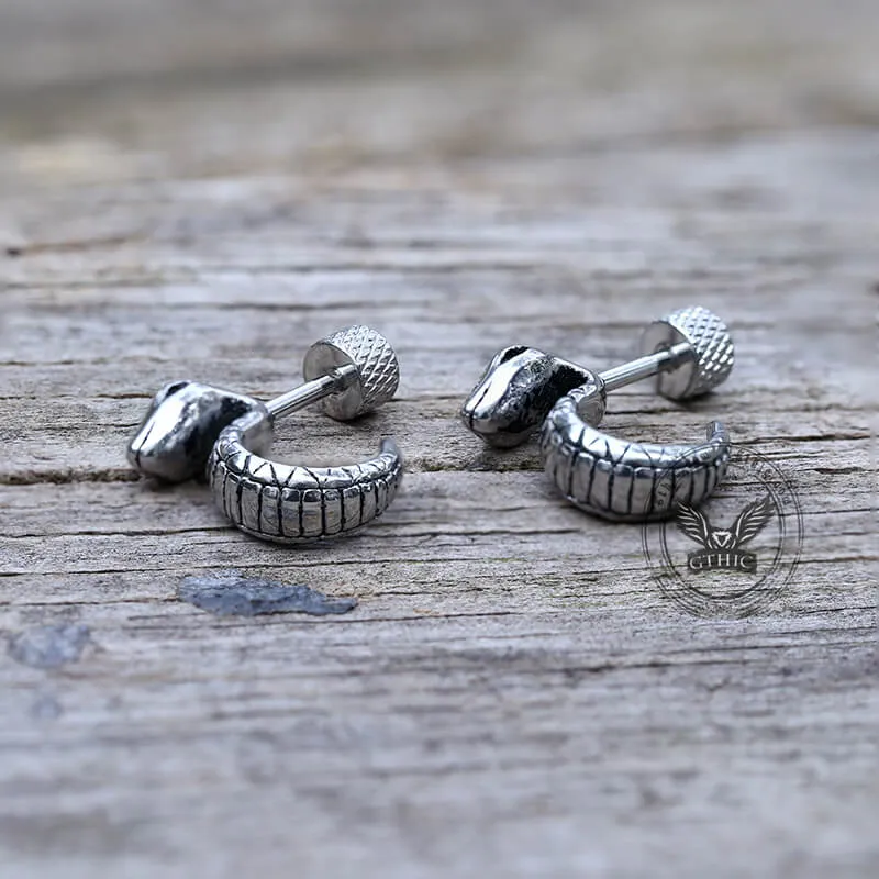 Gothic Cobra Snake Stainless Steel Stud Earrings sold by GTHIC product image thumbnail 5