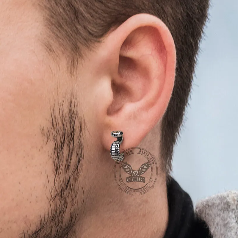 Gothic Cobra Snake Stainless Steel Stud Earrings sold by GTHIC product image thumbnail 2