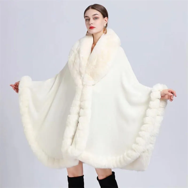 Fashion Plush Collar Loose Long Cape Shawl sold by GTHIC