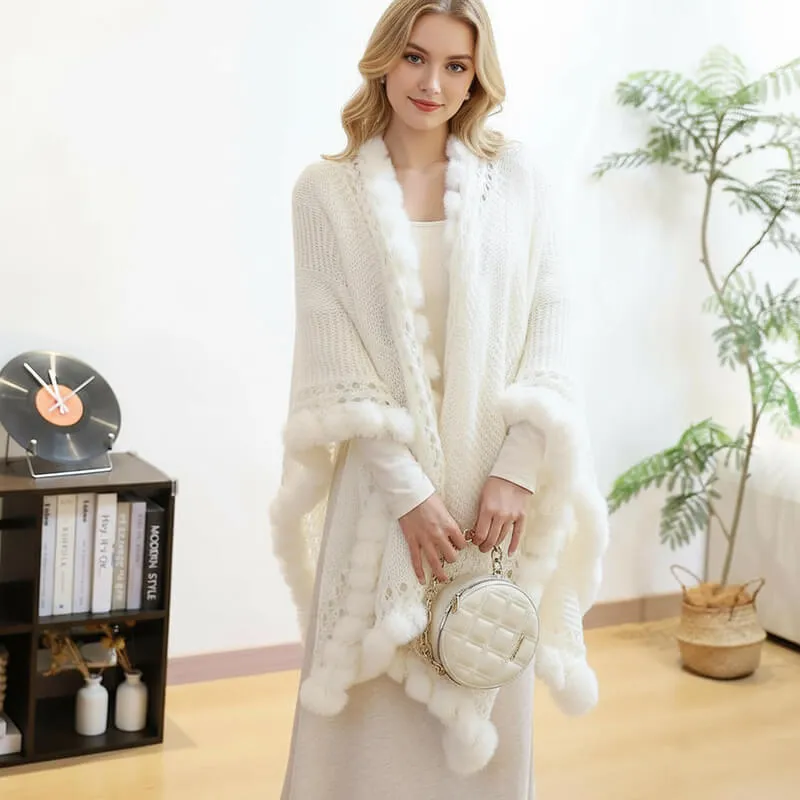 Solid Color Frayed-Edge Openwork Cape Shawl sold by GTHIC