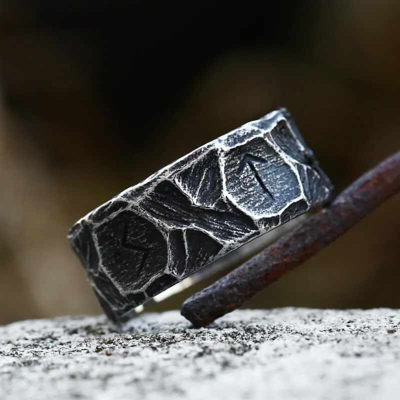 Vintage Runes Stainless Steel Viking Ring sold by GTHIC