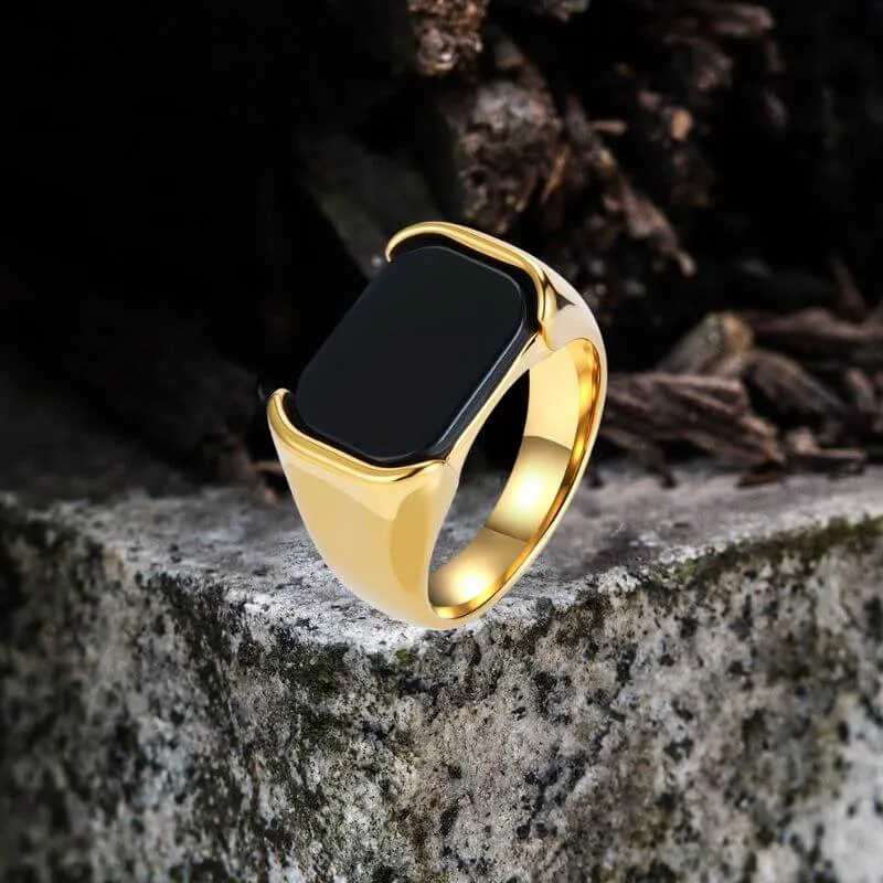 Simple Smooth Black Gemstone Stainless Steel Ring sold by GTHIC product image thumbnail 4