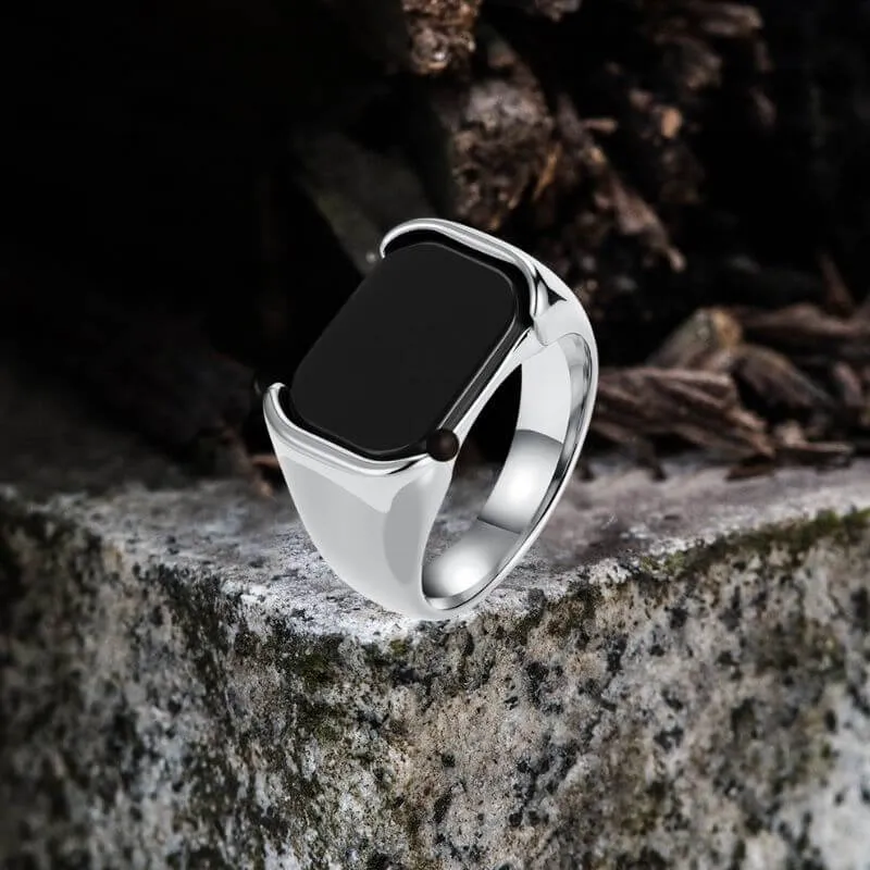 Simple Smooth Black Gemstone Stainless Steel Ring sold by GTHIC product image thumbnail 3
