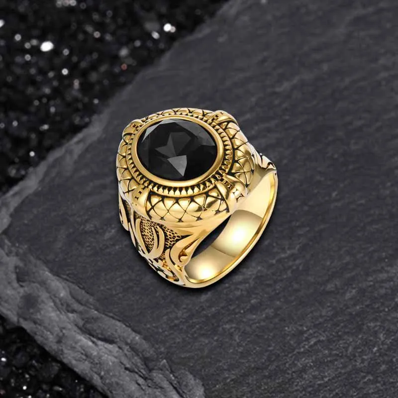 Vintage Zulfikar Sword Pattern Stainless Steel Gem Ring sold by GTHIC product image thumbnail 3