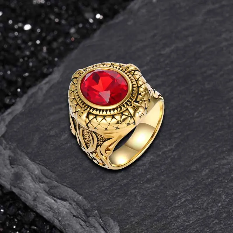 Vintage Zulfikar Sword Pattern Stainless Steel Gem Ring sold by GTHIC product image thumbnail 4