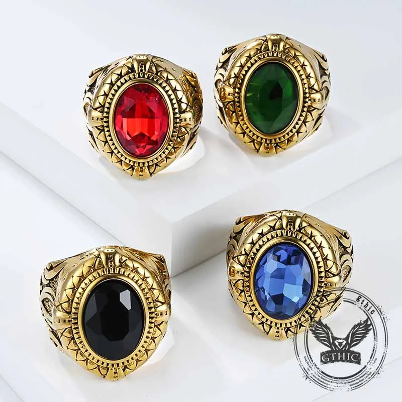 Vintage Zulfikar Sword Pattern Stainless Steel Gem Ring sold by GTHIC