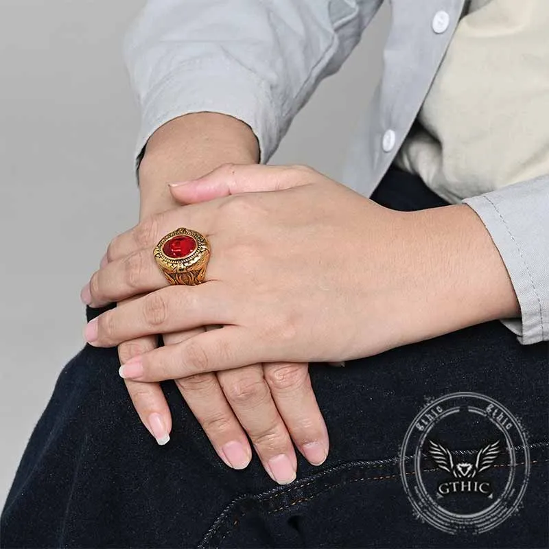 Vintage Zulfikar Sword Pattern Stainless Steel Gem Ring sold by GTHIC product image thumbnail 2