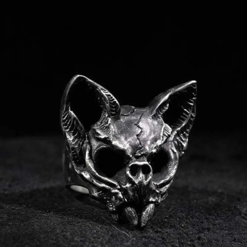 Gothic Cat Brass Skull Ring sold by GTHIC