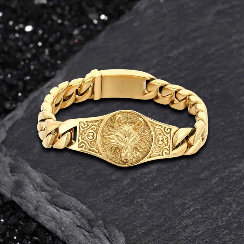 Punk Wolf Head Cuban Chain Stainless Steel Bracelet sold by GTHIC product image thumbnail 5