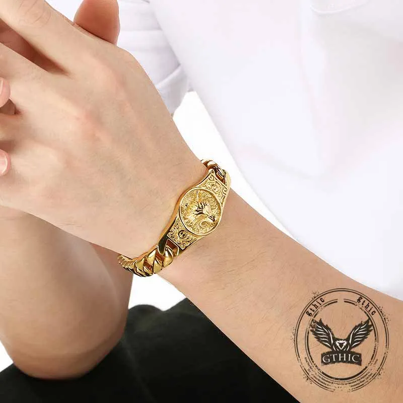 Punk Wolf Head Cuban Chain Stainless Steel Bracelet sold by GTHIC product image thumbnail 3