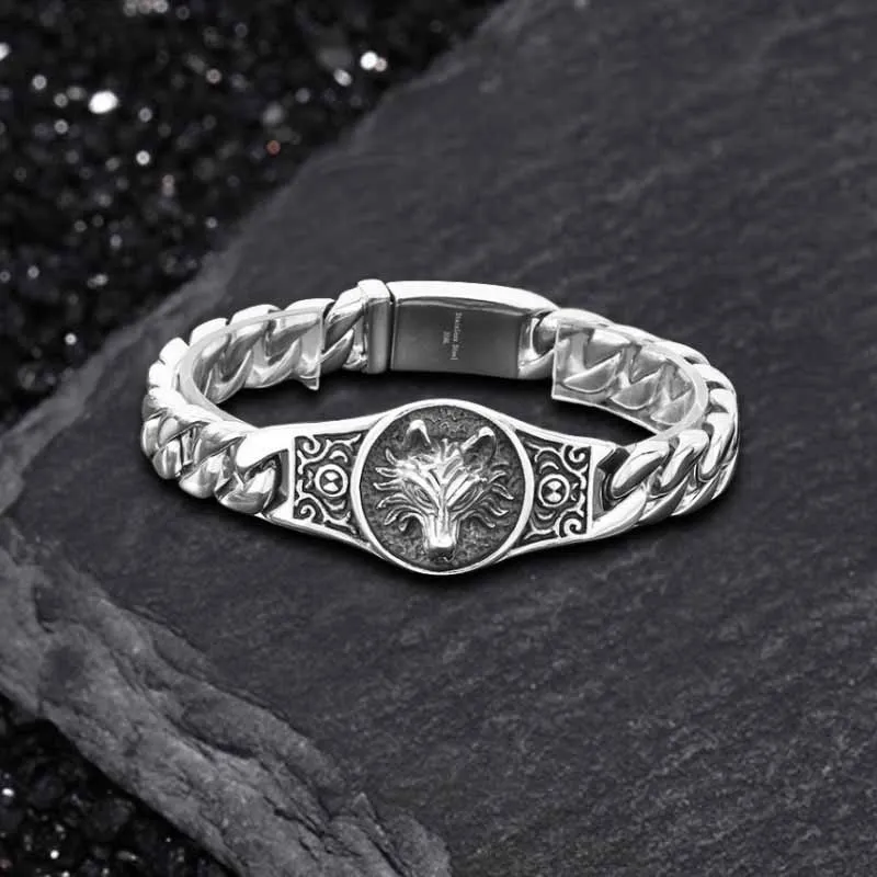 Punk Wolf Head Cuban Chain Stainless Steel Bracelet sold by GTHIC product image thumbnail 4