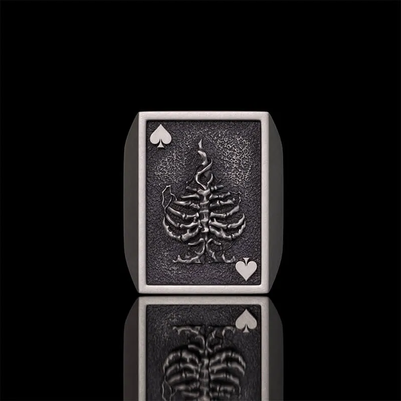 Vintage Square Skull Playing Card Sterling Silver Ring sold by GTHIC product image thumbnail 2