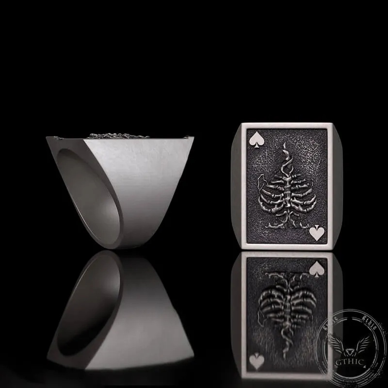 Vintage Square Skull Playing Card Sterling Silver Ring sold by GTHIC product image thumbnail 3