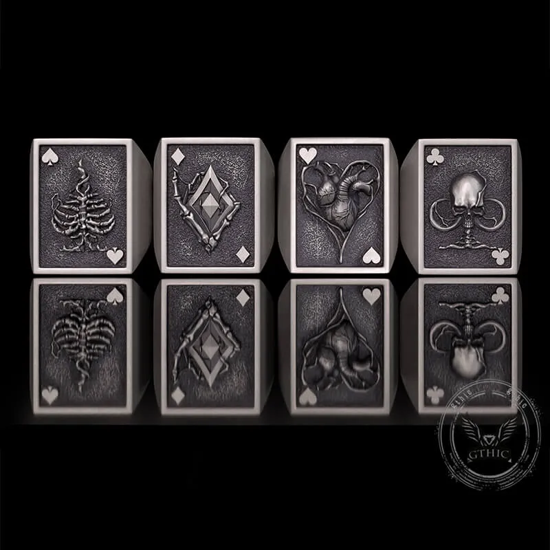 Vintage Square Skull Playing Card Sterling Silver Ring sold by GTHIC