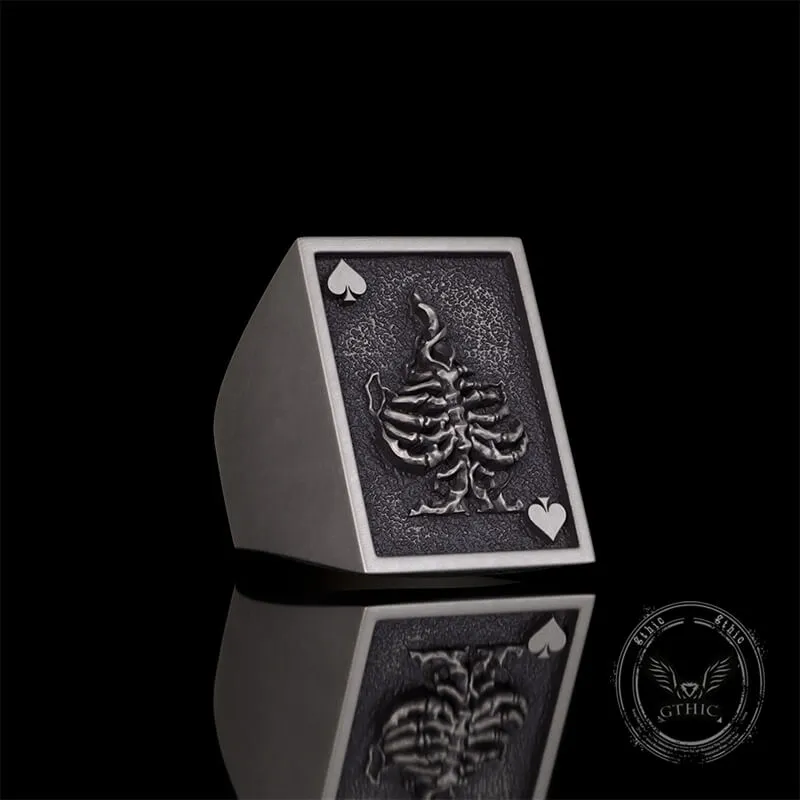 Vintage Square Skull Playing Card Sterling Silver Ring sold by GTHIC product image thumbnail 5
