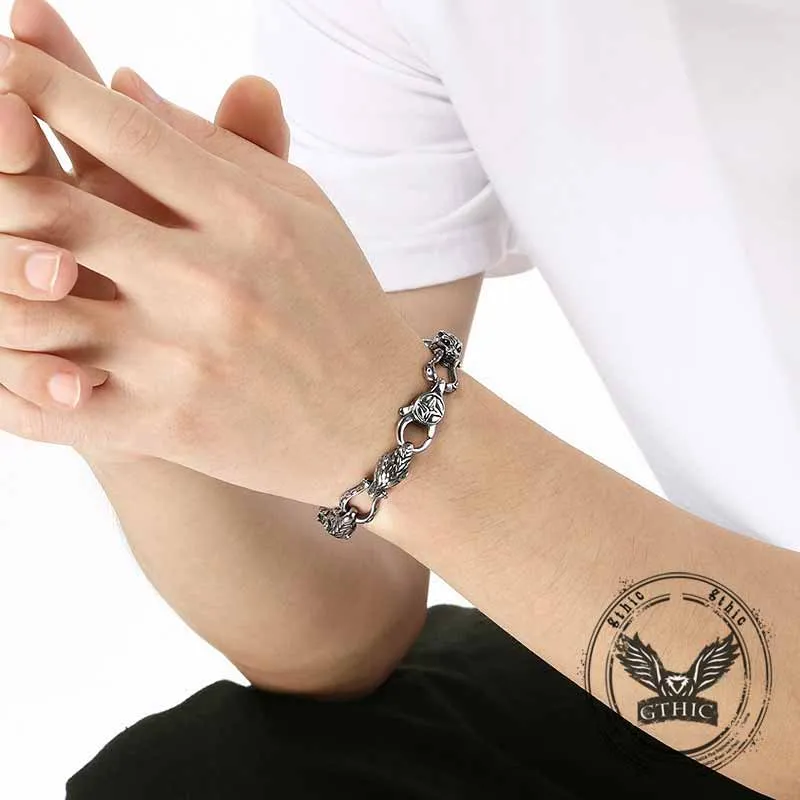 Domineering Wolf Head Stainless Steel Bracelet sold by GTHIC product image thumbnail 2