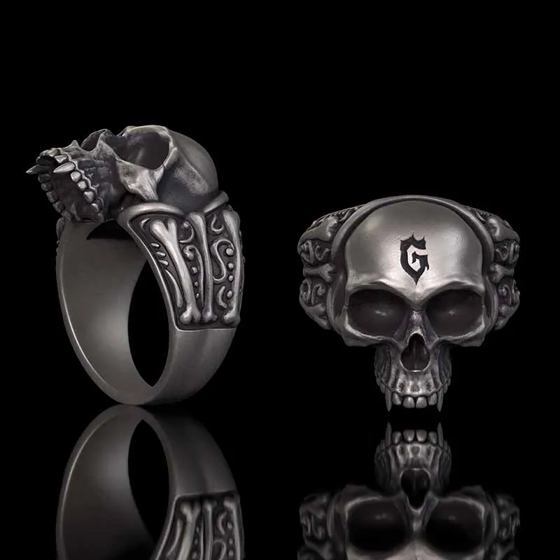 Gothic Skull Head Bone Sterling Silver Ring sold by GTHIC