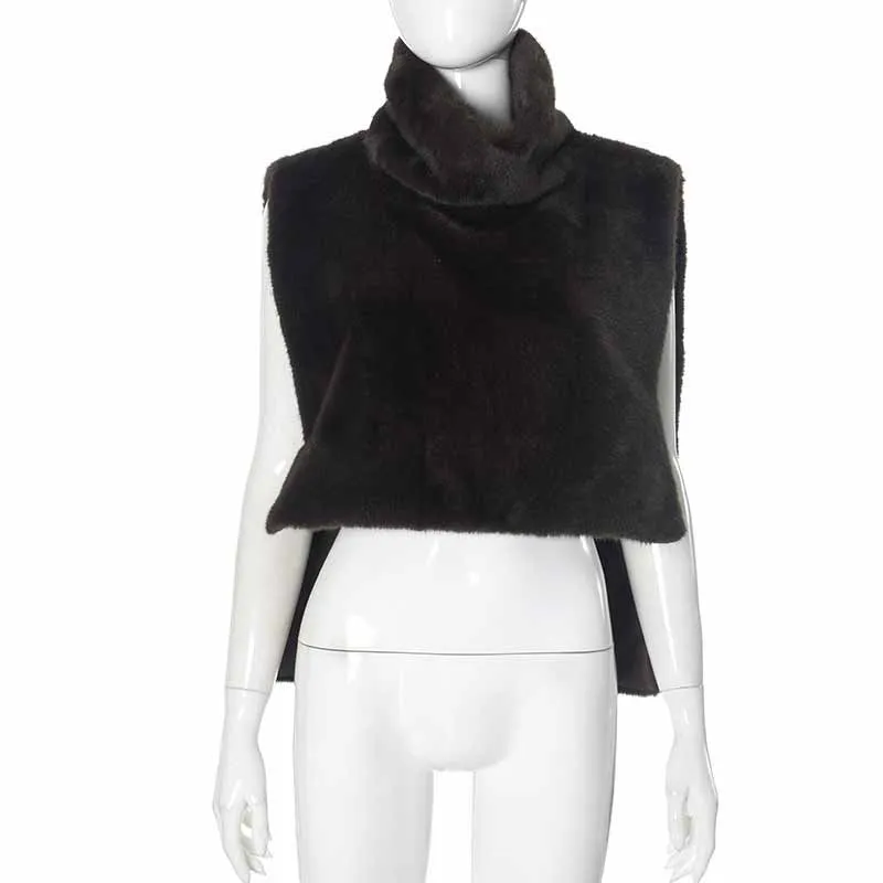 Solid Color Turtleneck Plush Vest Sleeveless Top sold by GTHIC product image thumbnail 4