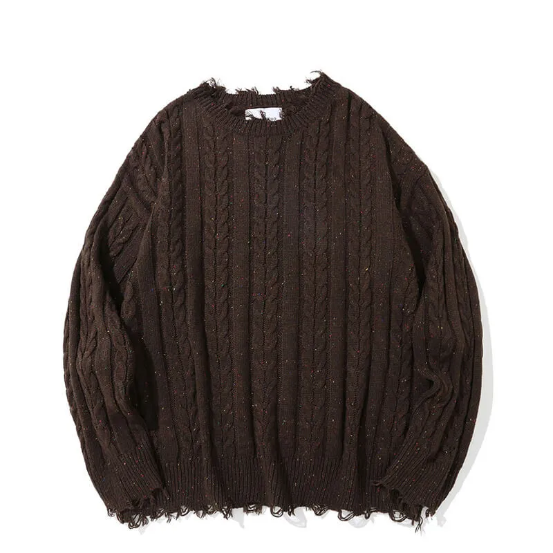 Casual Loose Crew Neck Frayed Pullover Sweater sold by GTHIC product image thumbnail 4