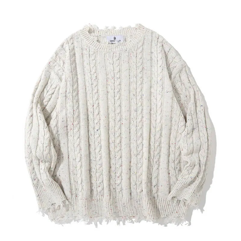 Casual Loose Crew Neck Frayed Pullover Sweater sold by GTHIC product image thumbnail 5
