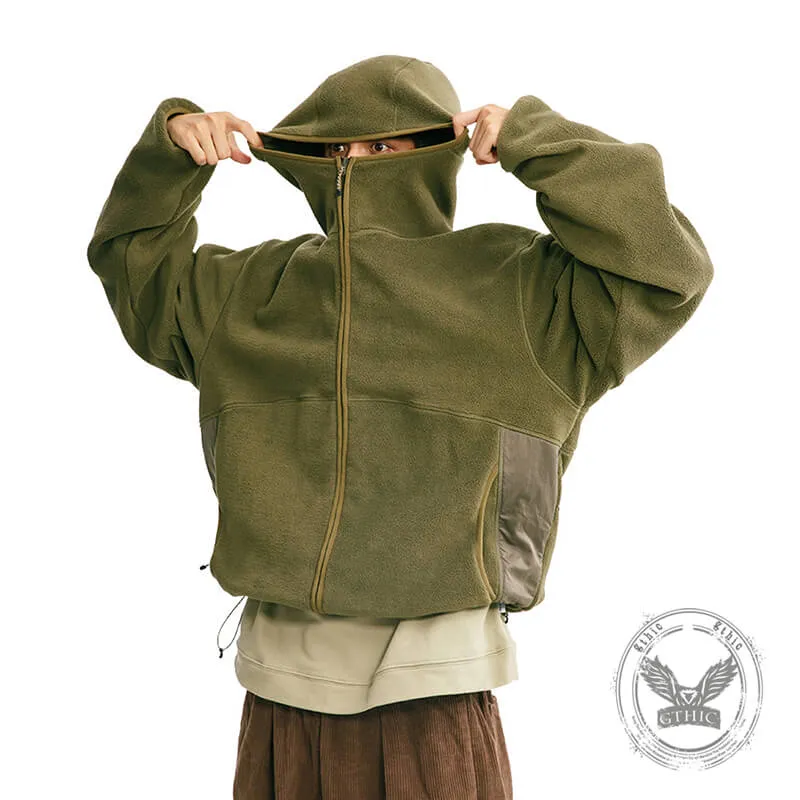 Solid Color Loose Turtleneck Windproof Fleece Hoodie Coat made by GTHIC