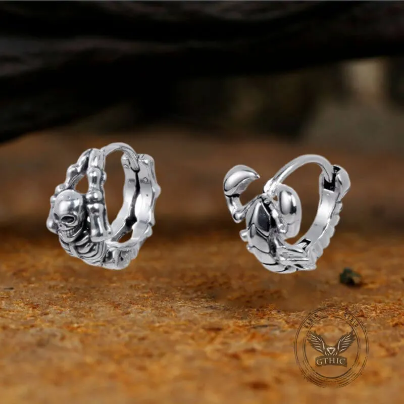 Punk Street Scorpion Stainless Steel Skull Hoop Earrings sold by GTHIC