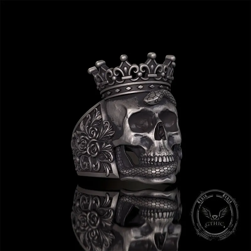 Gothic Snake Entwined Crown Skull Sterling Silver Ring sold by GTHIC product image thumbnail 3