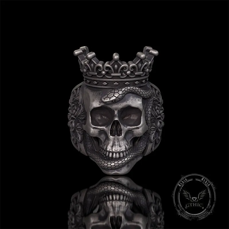 Gothic Snake Entwined Crown Skull Sterling Silver Ring sold by GTHIC product image thumbnail 2