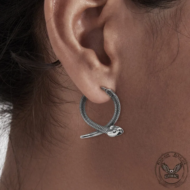 Rattlesnake Stainless Steel Snake Earrings sold by GTHIC