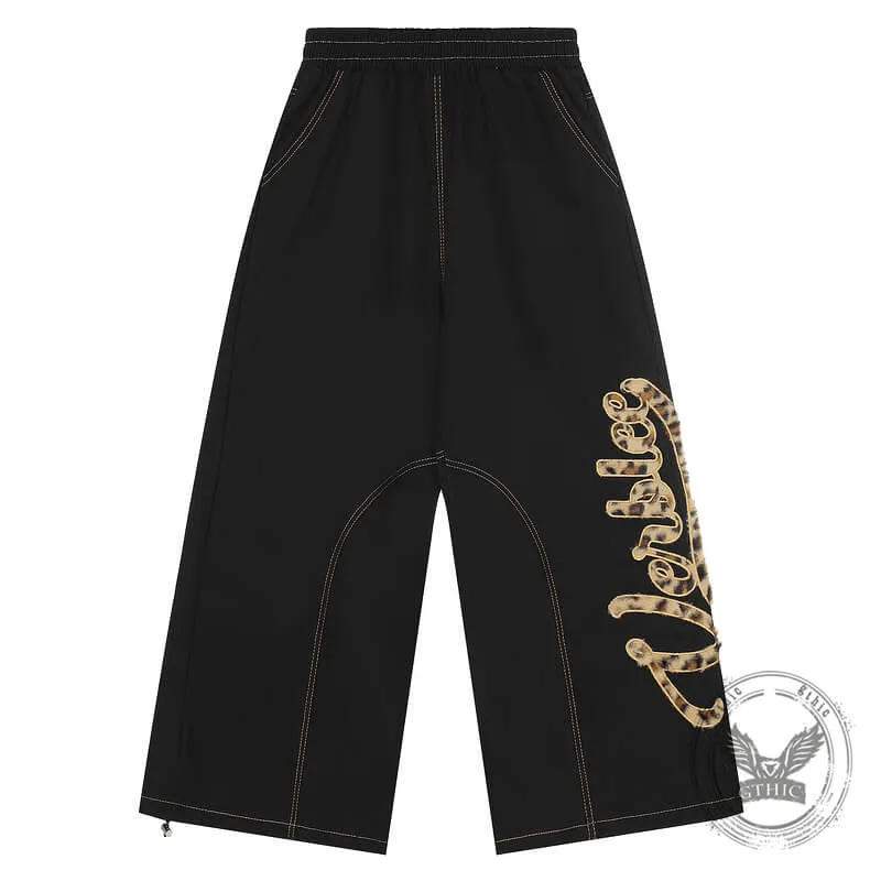 American Retro Leopard Print Letter Patch Loose Jeans sold by GTHIC product image thumbnail 2